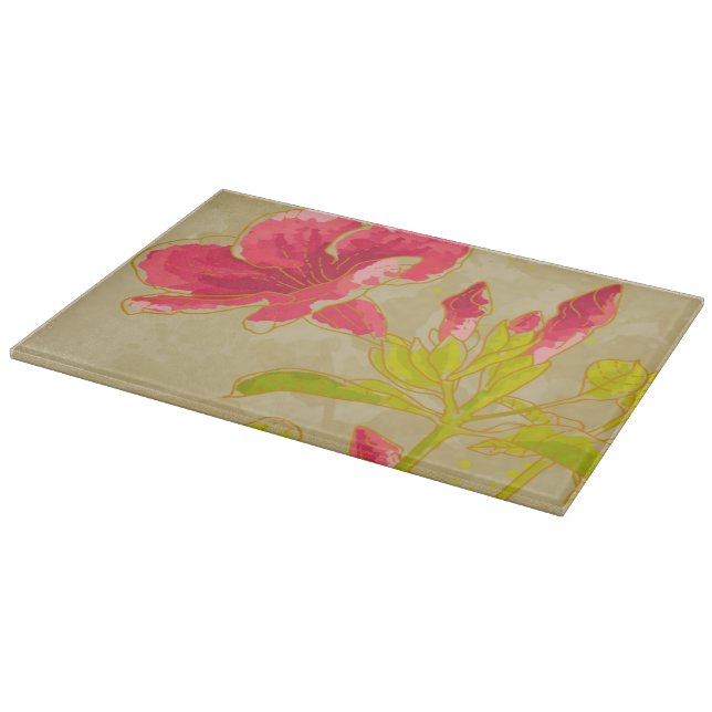 Tabla De Cortar Flor del Allamanda en fondo entonado (Borde)