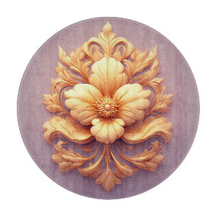 Tabla De Cortar Flor elegante sobre fondo ornamentado