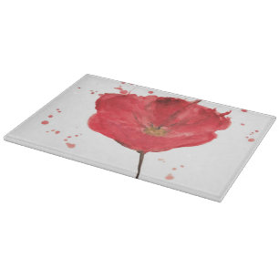 Tabla De Cortar Flor pintada 2 de la amapola de la acuarela