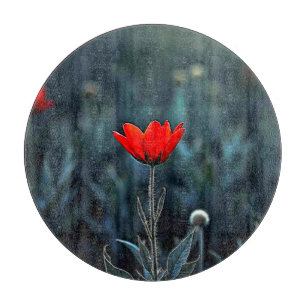 Tabla De Cortar Flor Roja Arte de Noche Oscura Soledad