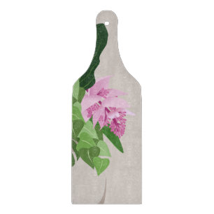 Tabla De Cortar Flor rosa de Medinilla Tropical en Base Beige