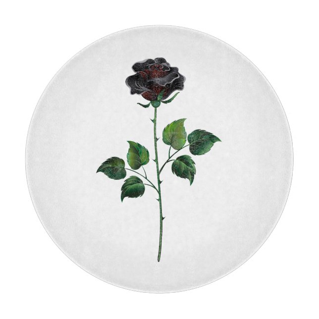 Tabla De Cortar Flor rosa negra (Anverso)