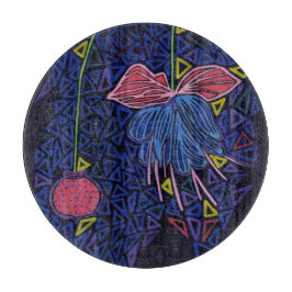 Tabla De Cortar Flor rosa y azul