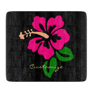 Tabla De Cortar Flor rosada tropical Thunder_Cove del hibisco