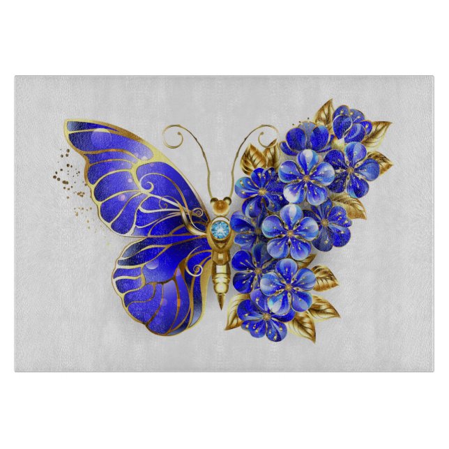 Tabla De Cortar Flor Sapphire Mariposa (Anverso)