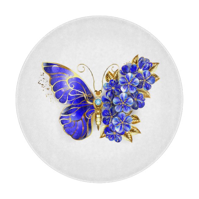 Tabla De Cortar Flor Sapphire Mariposa (Anverso)