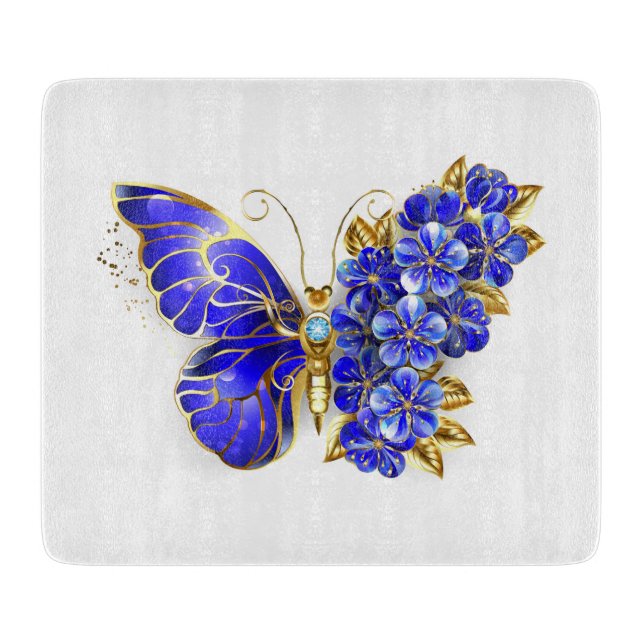 Tabla De Cortar Flor Sapphire Mariposa (Anverso)