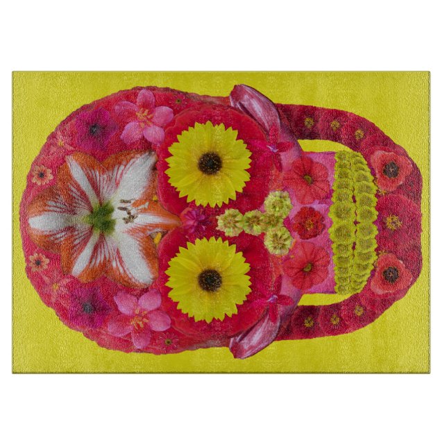 Tabla De Cortar Flor Skull 6 (Anverso)