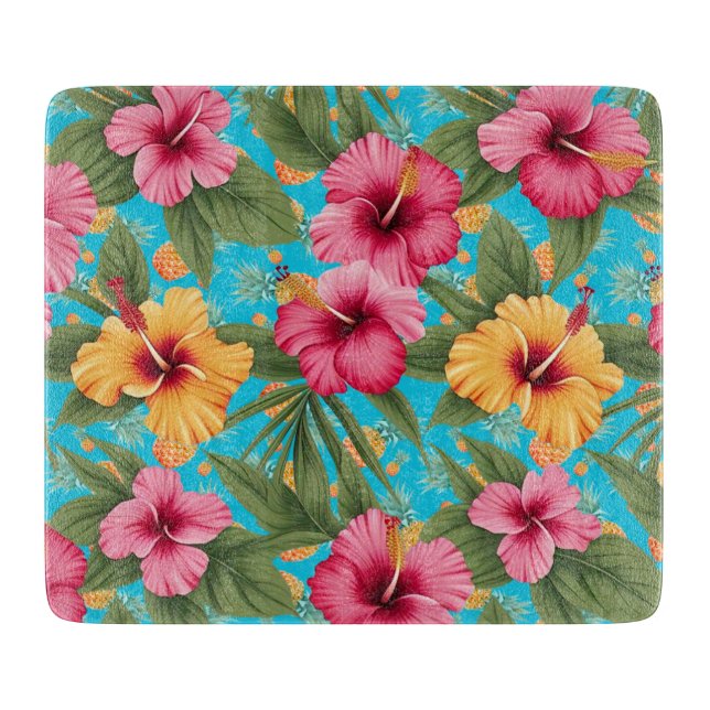 Tabla De Cortar Flor tropical de piña (Anverso)