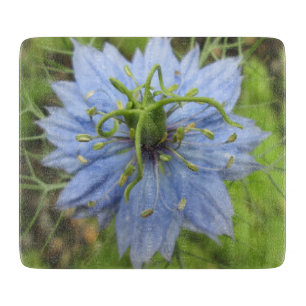 Tabla De Cortar Flor verde azul Nigella