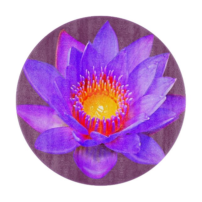 Tabla De Cortar Flor Violet Lotus (Anverso)