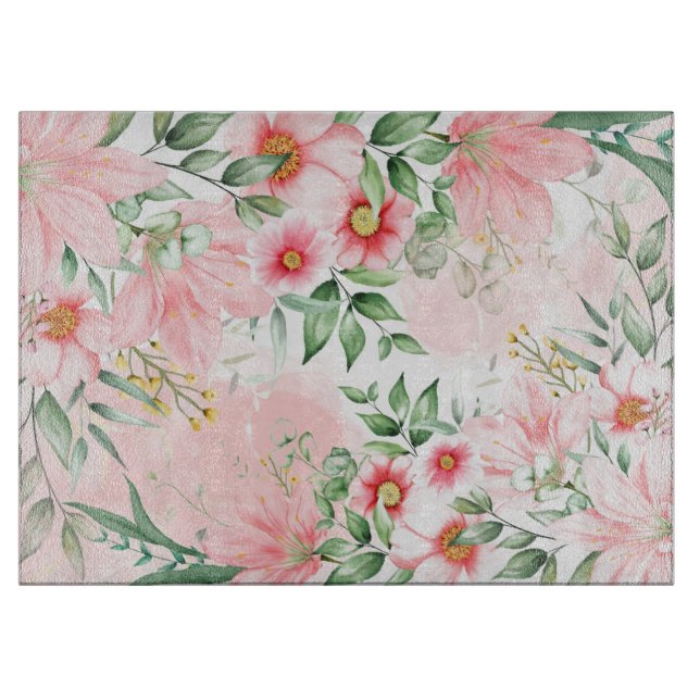Tabla De Cortar Flora acuarela (Anverso)
