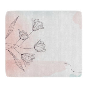 Tabla De Cortar Flora de acuarela rosa romántica