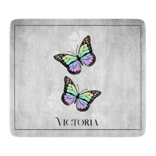 Tabla De Cortar Flora de mariposa arcoiris personalizada