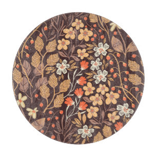 Tabla De Cortar Flora de Otoño: Patrón vintage sin foco