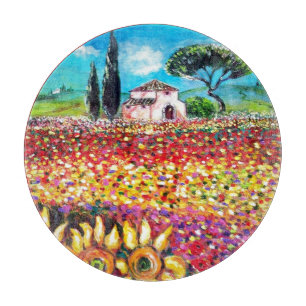 Tabla De Cortar FLORA EN TOSCANA/ Campos, Cachorros y girasoles