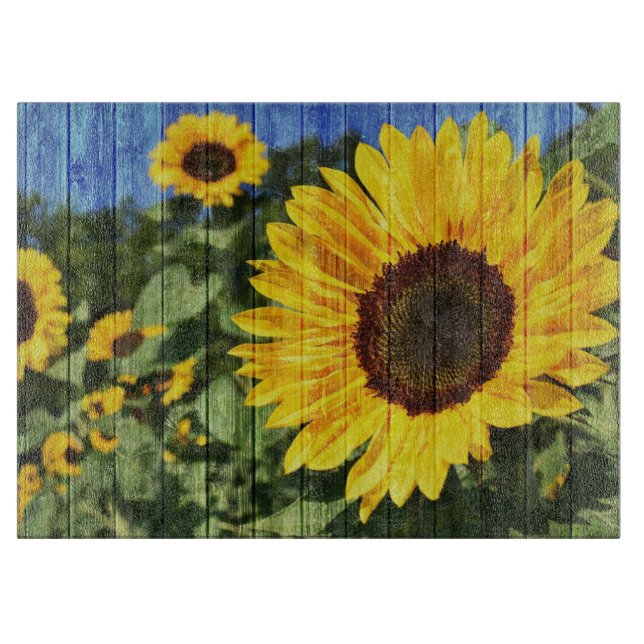 Tabla De Cortar Flora pintada de girasoles (Anverso)
