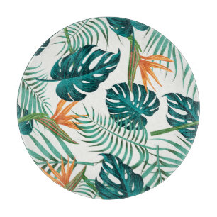 Tabla De Cortar Flora Tropical: Diseño floral transparente