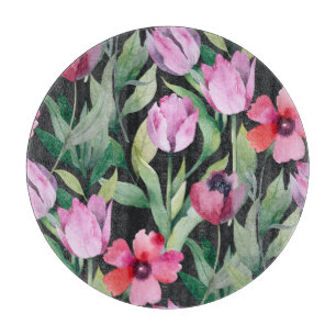 Tabla De Cortar Floral acuarela, hermoso patrón sin fisuras.