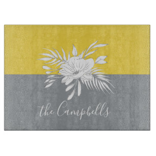 Tabla De Cortar Floral blanca moderna sobre bloques de colores per