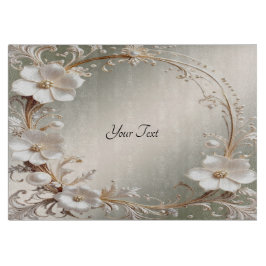 Tabla de cortar floral blanca ornamentada