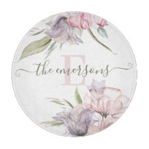 Tabla de cortar floral con monograma