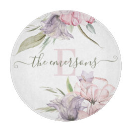 Tabla de cortar floral con monograma