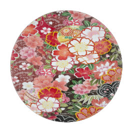 Tabla De Cortar Floral de cerezo japonés floreado de vidrio rojo b