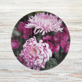 Tabla De Cortar Floral de crisantemos rosados grandes