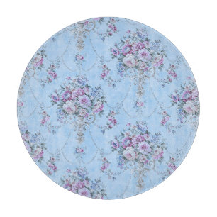 Tabla De Cortar Floral de estilo victoriano azul blanco francés