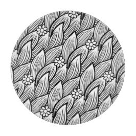 Tabla De Cortar Floral de margarita hippie blanca y negra moderna