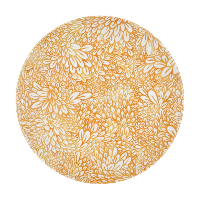 Tabla De Cortar Floral de Marigold: Simple Patrón Naranja (Anverso)