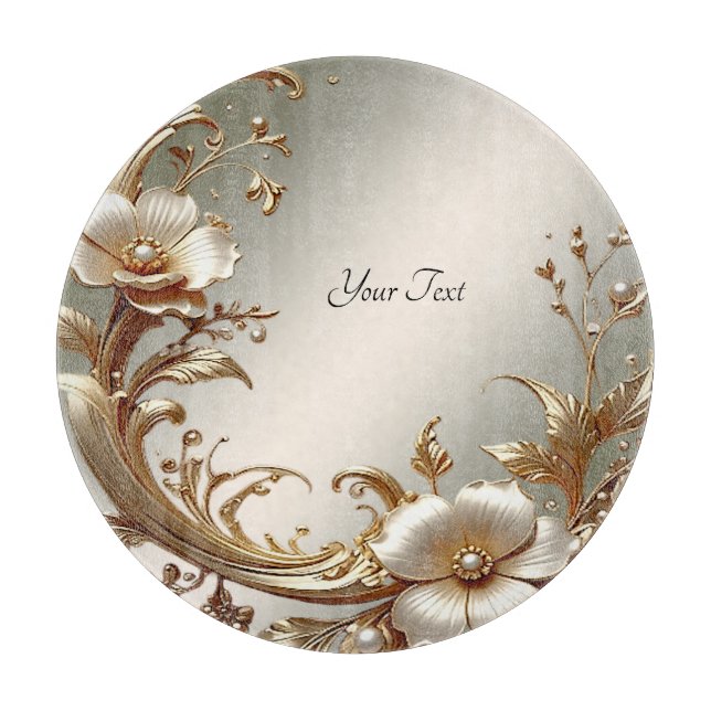 Tabla de cortar floral dorada (Anverso)