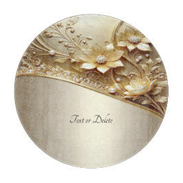 Tabla de cortar floral dorada ornamentada moderna
