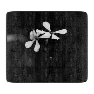 Tabla De Cortar floral en blanco y negro minimalista