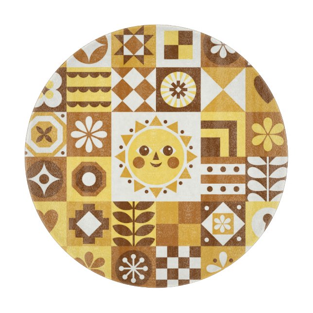 Tabla De Cortar Floral escandinava: Tarjeta de cosecha abstracta. (Anverso)