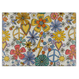 Tabla De Cortar Floral estilo hippy de los años 70