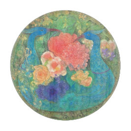 Tabla De Cortar Floral Fantasia: Peacocks in Bloom