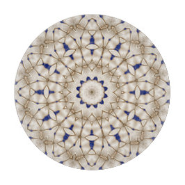 Tabla de cortar floral geométrica de oro azul