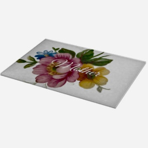 Tabla de cortar floral inspirada en porcelana