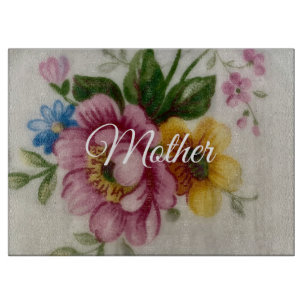Tabla de cortar floral inspirada en porcelana