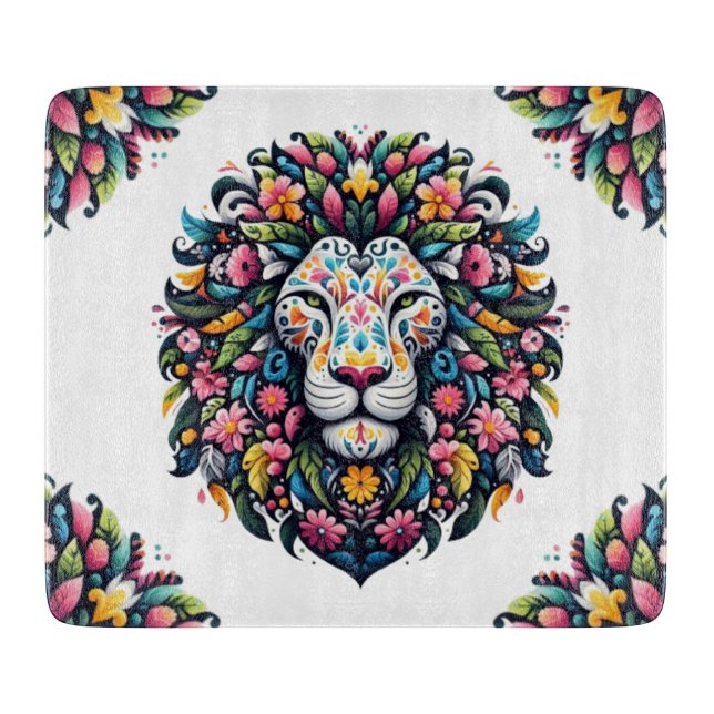 Tabla De Cortar Floral Lion Silhouette (Anverso)