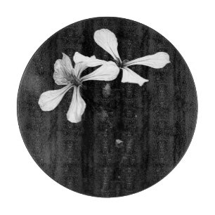 Tabla De Cortar floral minimalista en blanco y negro