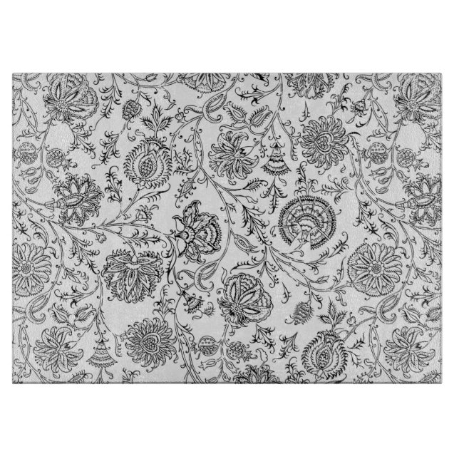 Tabla de cortar floral negra (Anverso)