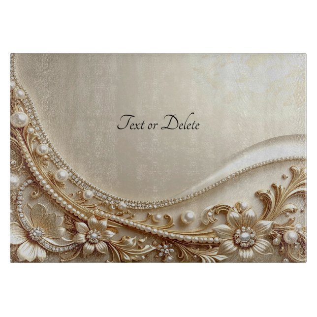 Tabla de cortar floral ornamentada elegante de oro (Anverso)