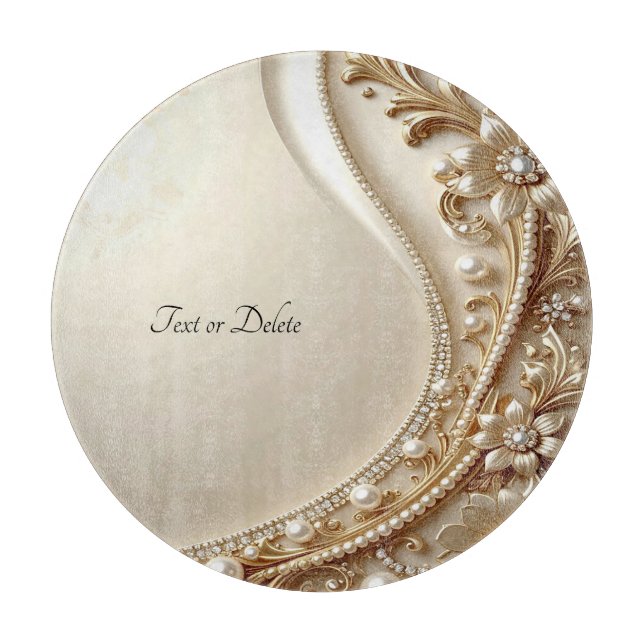 Tabla de cortar floral ornamentada elegante de oro (Anverso)