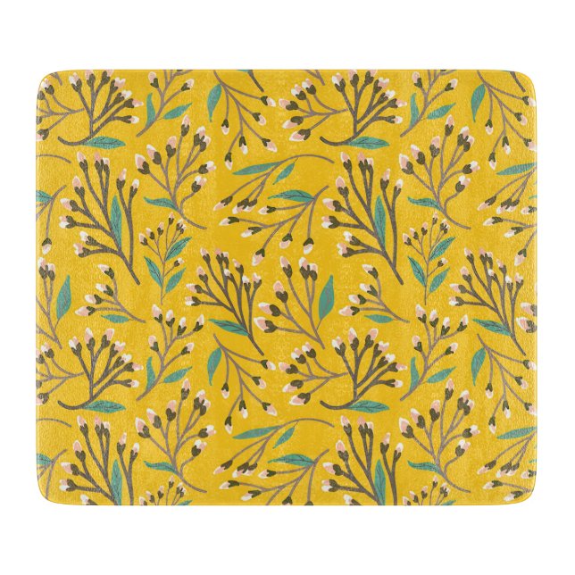 Tabla De Cortar Floral Pattern in  delicate branches and buds (Anverso)