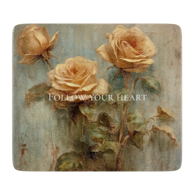 Tabla De Cortar Floral romántica de Rosas (Anverso)