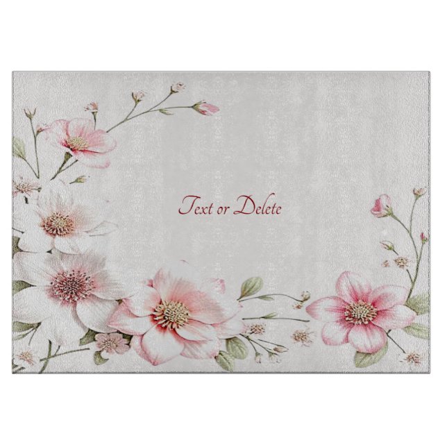 Tabla de cortar floral rosa blanco elegante (Anverso)