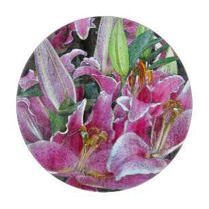 TABLA DE CORTAR FLORAL/ROSA-LAVANDA, COLORES ROSA Y VERDE/DAYLIL